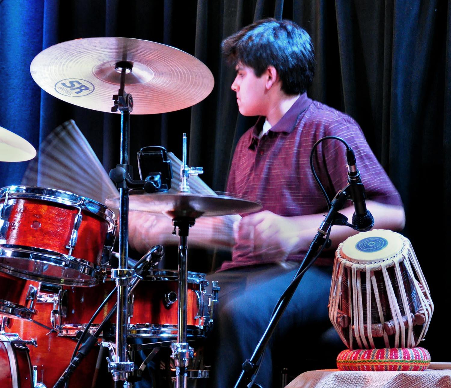 Keshav Batish on drum set - Sitar Power live at the Kuumbwa Jazz Center, Santa Cruz. All rights reserved. 2012 Ashwin Batish. Copyrighted image. Photographer Chris Bratt